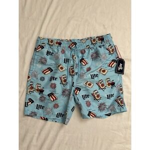 NEW Miller Lite Beer Logo Men's Swimming Trunks Swimsuit Miller Light Trunks Med